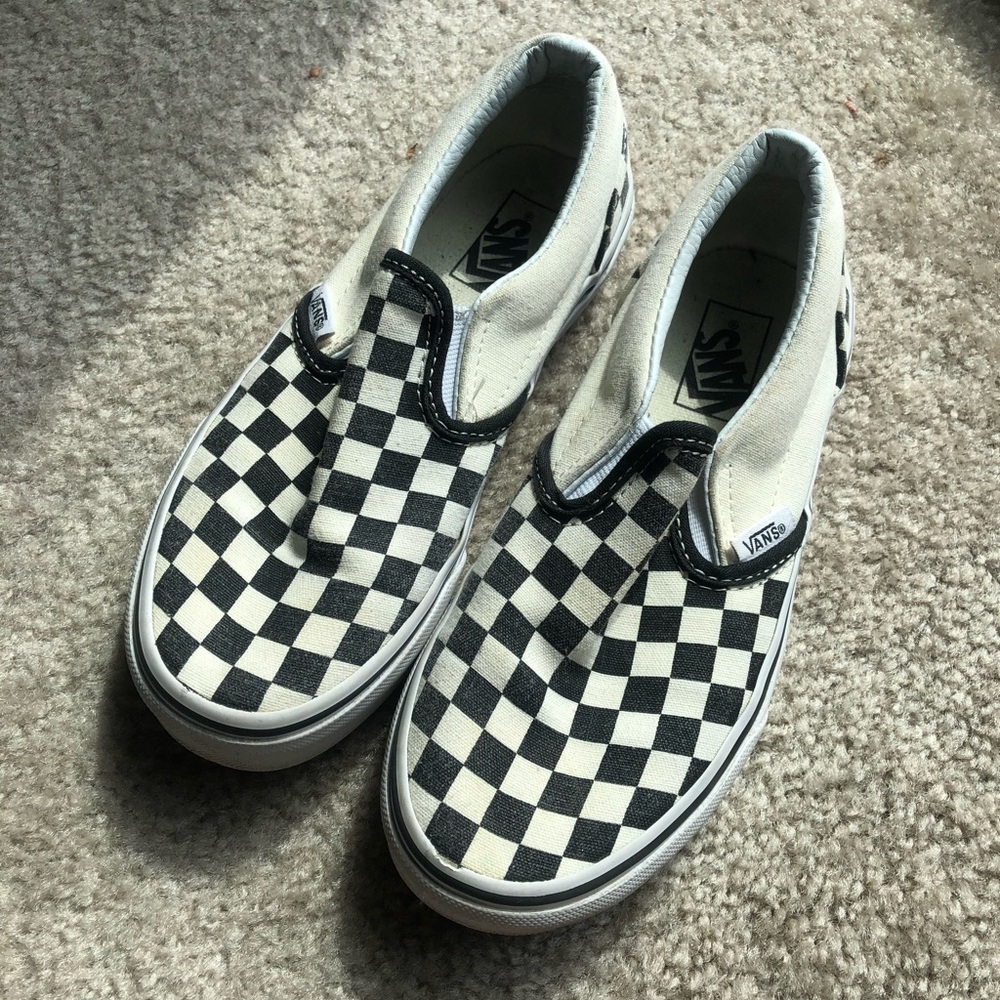 Black & White Checkered Slip On Vans